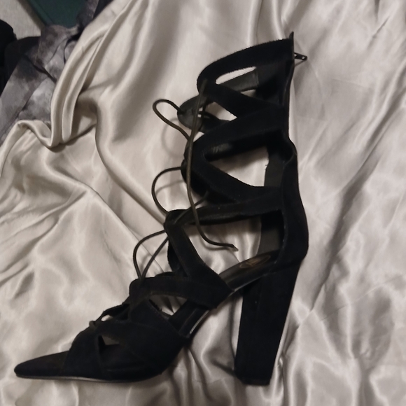 MISSGUIDED FUAX SUEDELACE UP BLOCK HEELS SZ 8/41 - Picture 9 of 9